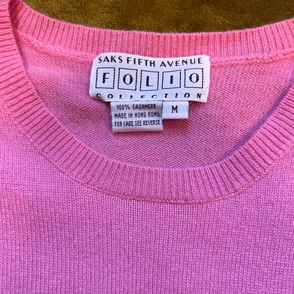 Vintage Saks Fifth Avenue SZ M Bubble Gum Pink 100% Cashmere T Shirt Sweater! - Picture 6 of 12